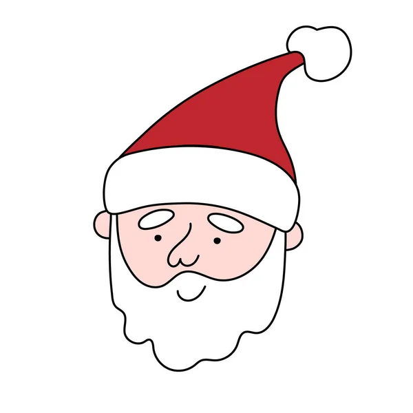 サンタクロースの人形の顔 クリスマスや新年のお祝いの文字 ソーシャルメディアの妖精アバター 休日のポストカード ポスター バナー カレンダーのために使用してください — ストックベクタ