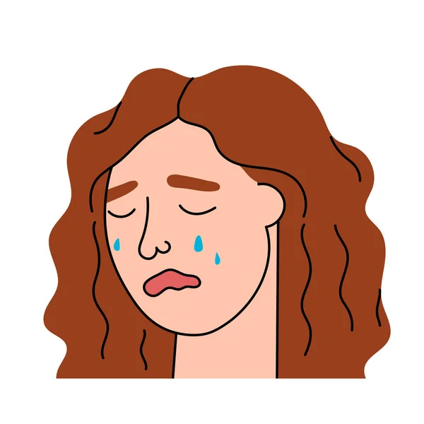 Üzgün Kadın Acı Kederle Ağlıyor Hüngür Hüngür Ağlayan Kız Gözyaşları — Stok Vektör