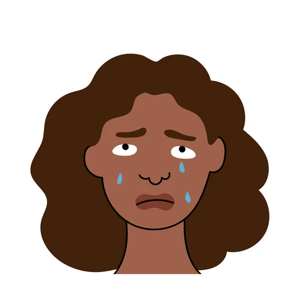 Szomorú Afro Amerikai Sír Fájdalomtól Bánattól Zokogó Lány Lapos Karakter — Stock Vector