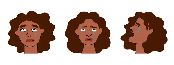 Olhos cheios de lágrimas rosto cômico doodle expressão triste