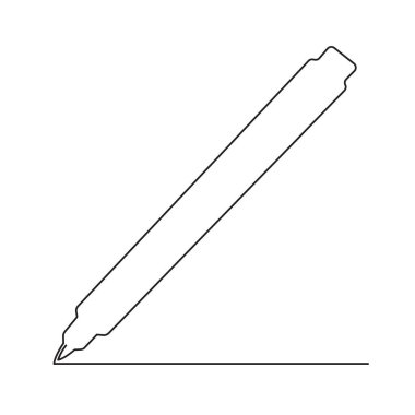 İşaretleyici ofis malzemeleri yazmak, not ve çizim yapmak için kalem kâğıdı hissetmek, bir satır sanat, elle çizilmiş sürekli kontür. Düzenlenebilir okşama. İzole edilmiş.