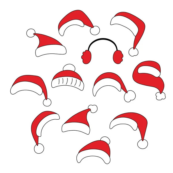 Chapeau Père Noël Coiffes Festives Pour Nouvel Noël Conception Traditionnelle — Image vectorielle