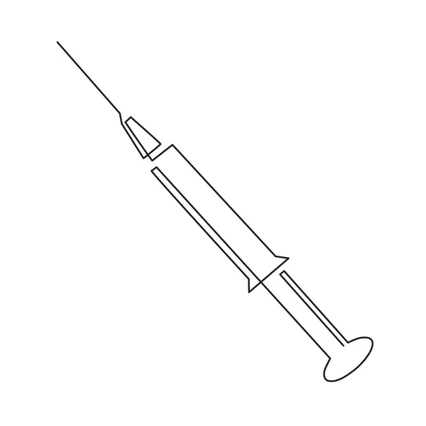 Seringue Pour Préparations Injectables Art Linéaire Contour Dessin Continu Vaccination — Image vectorielle