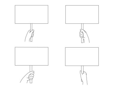 El ele tutuşma posteri, plakalı avuç içi. Sosyal mesaj gösterimi insan hakları, barışçıl protesto boş şablonu, demokrasi konsepti. Düzenlenebilir felç.