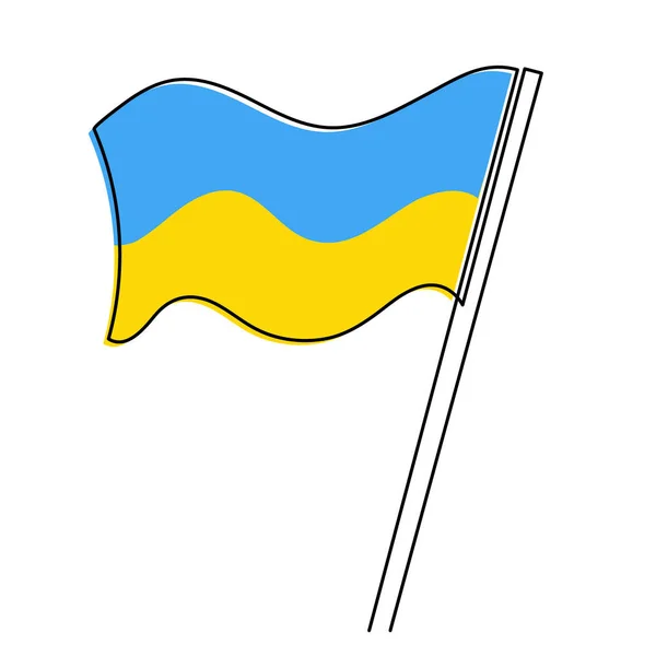 Flaga Jednej Linii Sztuki Ręcznie Narysowane Ukraina Narodowy Znak Patriotyczny — Wektor stockowy