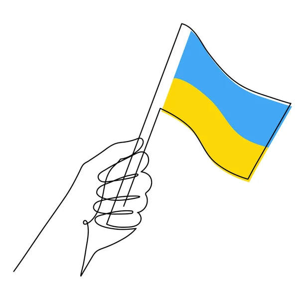 Χέρι Σημαία Μία Γραμμή Τέχνης Χέρι Επέστησε Την Ουκρανία Εθνικό — Διανυσματικό Αρχείο