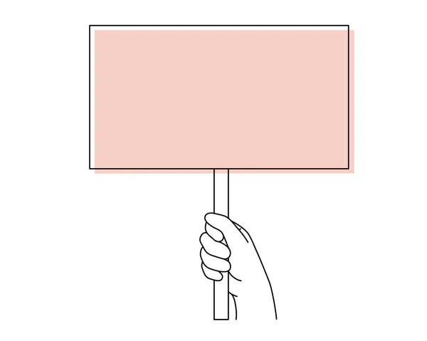 手拿着海报 手拿着标语牌 展示社会信息表达观点人权 和平抗议空白模板 民主概念 — 图库矢量图片