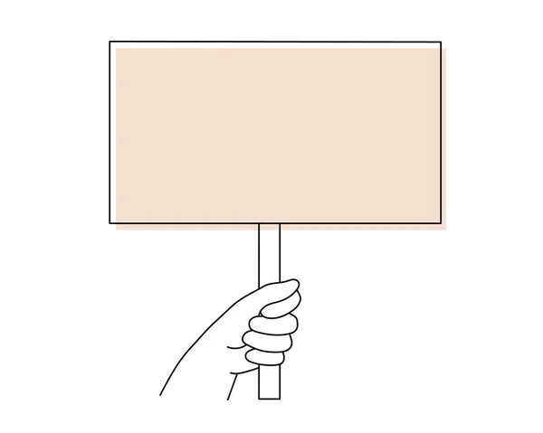 Hand Houdt Poster Palm Met Placard Showing Sociale Boodschap Demonstratie — Stockvector