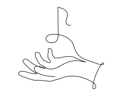 El müzikal nota tutar bir satır sanat, el çizimi sürekli kontür. Sanatsal konsept, minimalist tasarım. Düzenlenebilir felç. İzole edilmiş. Vektör.