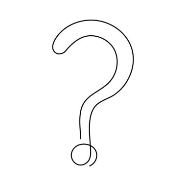 Soru işareti bir satır sanat, el çizimi soru işareti, fikir sürekli kontür. SSS kavramını sorgulamak, cevabı bulmak. Düzenlenebilir felç. İzole edilmiş. Vektör