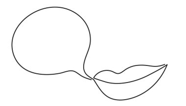 Woman lips with speech bubble one line art, hand drawn smiling mouth continuous contour. Telling dialogue, chat communication. Editable stroke. Isolated.Vector
