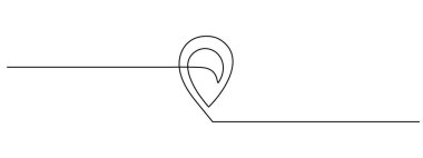 Pointing location at map one line art,hand drawn way destination continuous contour,trendy template direction, gps navigation concept.Editable stroke.Isolated. Vector