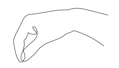 Hand one-line art, hand drawn continuous contour. Palm with fingers gesturing, drawing single line style, minimalist design. Editable stroke. Isolated.Vector