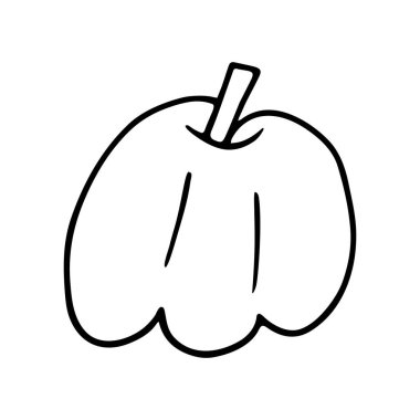 Pumpkin doodle, Halloween decoration. Hand-drawn gourd, vegetarian food, proper nutrition, healthy diet. Sketch, minimalism, line art Isolated Vector
