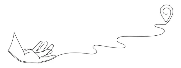 Расположение Точек Карте Одна Линия Искусства Рисованные Вручную Непрерывный Контур — стоковый вектор