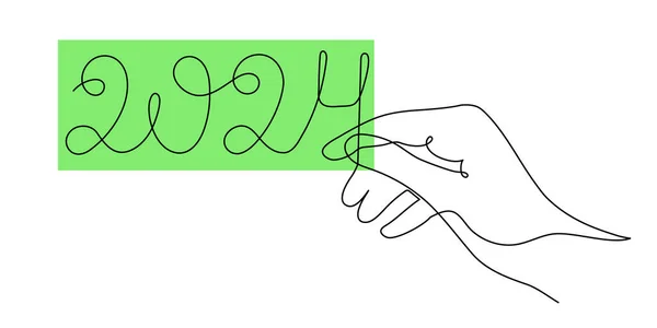 Hand Holds 2024 One Line Art Hand Drawn Continuous Contour — Stockový vektor