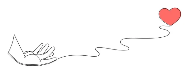 Озил Сердцем Рисует Одну Линию Концепцию Любви Рисует Контур Вручную — стоковый вектор