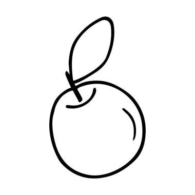 Elma karalaması, besin maddeleri. El yapımı tatlı yiyecekler, düzgün beslenme, sağlıklı beslenme. Çizim, minimalizm, çizgi sanatı izole edilmiş vektör