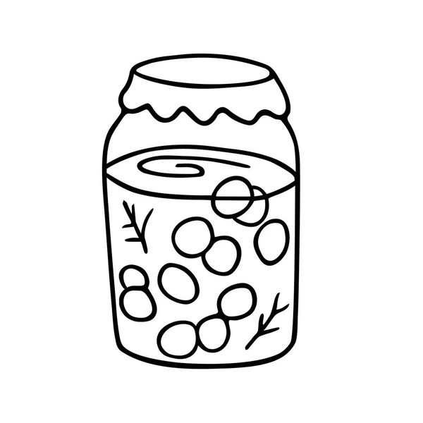 Pot Confiture Doodle Nutriment Cuisson Gâterie Nutritive Dessinée Main Aliments — Image vectorielle