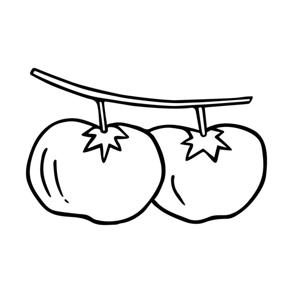 Scarabocchio Pomodoro Nutriente Cucina Dolce Amore Disegnato Mano Mela Cibo — Vettoriale Stock