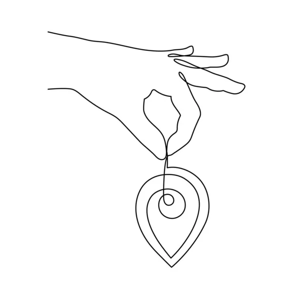 手は地図1ラインアートでポイントの位置を保持し 手描きの方法先の連続輪郭 トレンディーなヤシのテンプレート方向 Gpsナビゲーションコンセプトを描きます 編集可能なストローク ベクトル — ストックベクタ