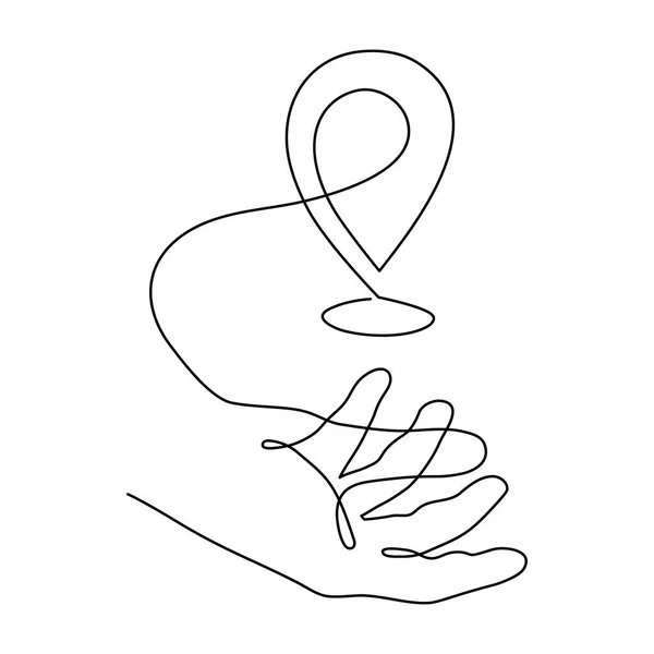 Hand Hält Punkte Position Auf Der Karte Eine Linie Kunst — Stockvektor