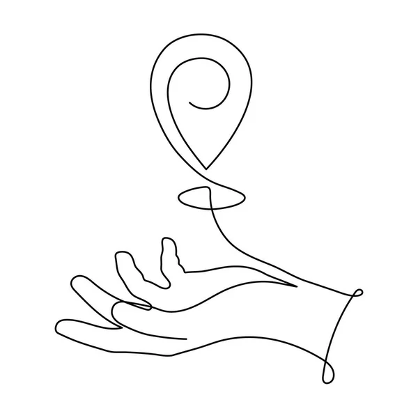 Hand Hält Punkte Position Auf Der Karte Eine Linie Kunst — Stockvektor