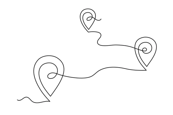 Pointing Location Map One Line Art Hand Drawn Way Destination — Image vectorielle