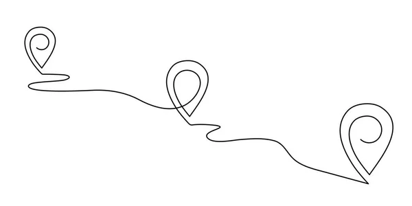 Pointing Location Map One Line Art Hand Drawn Way Destination — Vector de stock