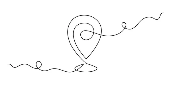Pointing Location Map One Line Art Hand Drawn Way Destination — 스톡 벡터