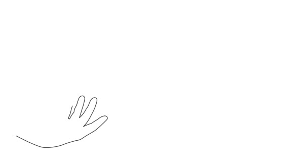 手牵着和平鸽和橄榄枝 一行艺术动画 连续轮廓线动作 手拉手与鸽子视频手拉手 希望鸟儿自由独立的标志 4K电影 — 图库视频影像