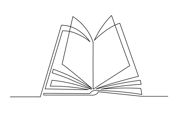 Libro Una Línea Arte Dibujado Mano Contorno Continuo Diseño Minimalista — Vector de stock