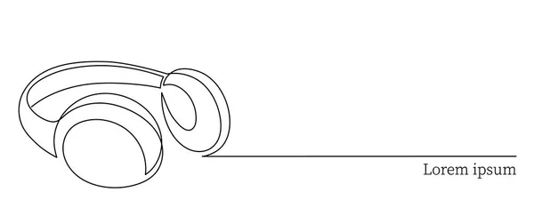 Наушники One Line Art Нарисованное Вручную Устройство Gadget Continuous Contour Стоковый вектор