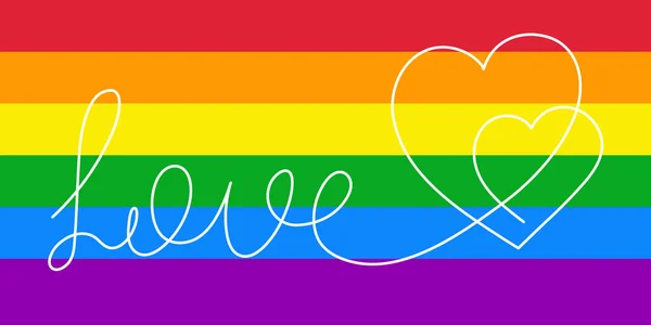 Lgbtの旗虹1本の線画 手描きのプライド月間の装飾連続コンタクト 人々の権利運動 多様性の愛の時間 アウトラインデザイン ベクトル — ストックベクタ