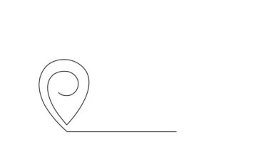 Haritadaki konum bir çizgi sanat animasyonu, el çizimi istikamet sürekli sınır hareketi, modaya uygun kendi kendine çizim şablonu yönü, minimalist tasarım. 4k film