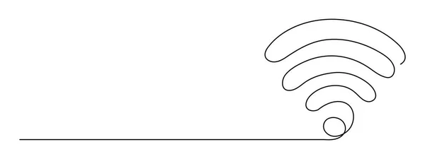 Fi信号1ラインアート 手描きのインターネットホットスポット アクセスポイント連続コンタクト アンテナ付き技術デバイス 編集可能なストローク — ストックベクタ
