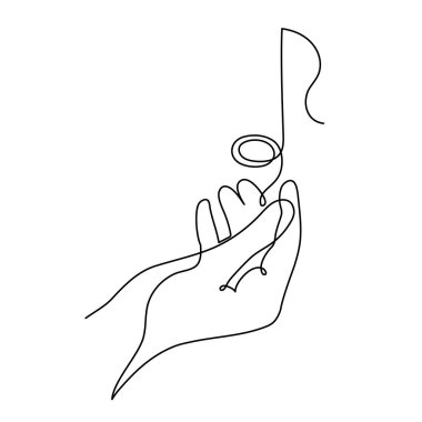 El müzikal nota tutar bir satır sanat, el çizimi sürekli kontür. Sanatsal yaratıcı konsept, minimalist tasarım. Düzenlenebilir felç. İzole edilmiş. Vektör