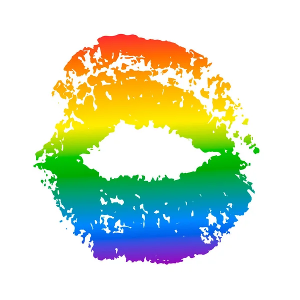 唇はLgbtの旗の虹色を印刷します 手描きプライド月跡装飾 人々の権利運動 多様性の愛の時間デザイン — ストックベクタ