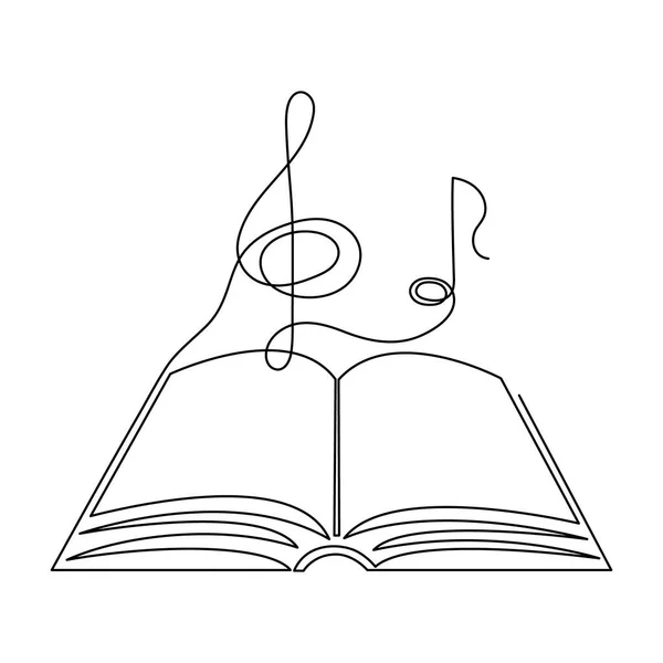 Livro Com Fenda Agudo Nota Musical Uma Linha Arte Desenhado —  Vetores de Stock