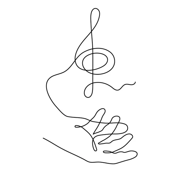 Χέρι Κρατά Treble Clef Μία Γραμμή Τέχνης Χέρι Που Συνεχή — Διανυσματικό Αρχείο