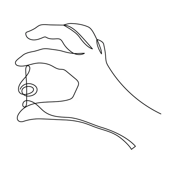 Hand Houdt Drievoudige Sleutel Een Lijn Kunst Met Hand Getekend — Stockvector