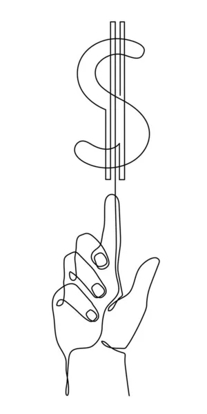 Мбаппе Держит Руках Значок Доллара Одну Линию Рисунка Непрерывный Контурный — стоковый вектор