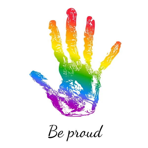 手描きのLgbtの旗の虹色 手描きのプライド月間ヤシの木は装飾をトレースします 人々の権利運動 多様性の愛の時間デザイン誇りに思ってください — ストックベクタ