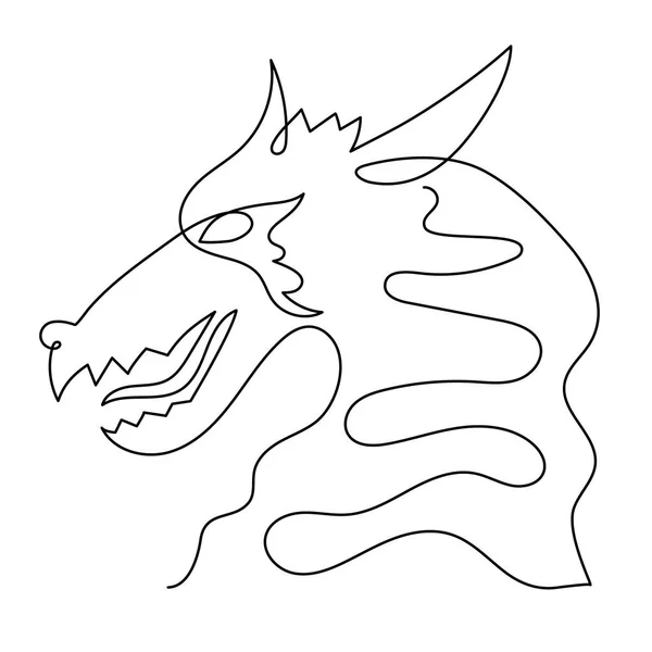 Dragon One Line Art Kontinuierliche Konturzeichnung Handgezeichnete Mythische Chinesische Tierskizze — Stockvektor