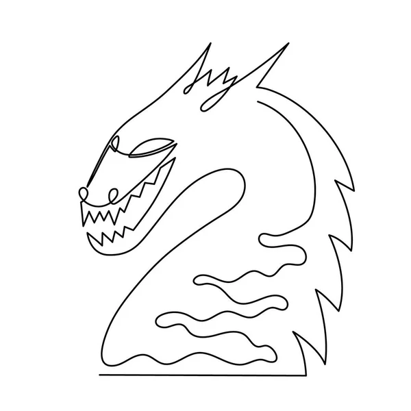 Dragon One Line Art Continuous Contour Drawing Hand Drawn Mythical — стоковый вектор