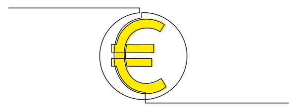 Moneda Euro Arte Una Línea Dibujo Contorno Continuo Icono Dibujado — Vector de stock