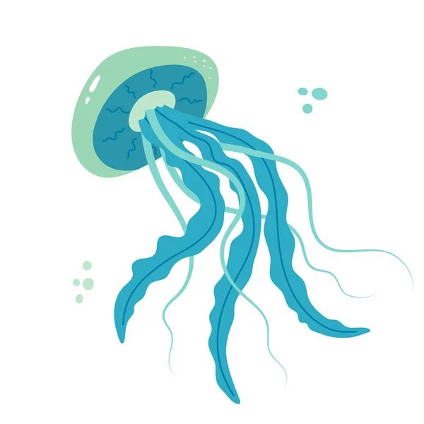 Καρτούν Μέδουσες Επίπεδη Διακόσμηση Χειροποίητη Δηλητηριώδης Μέδουσα Θαλάσσιος Ωκεάνιος Κάτοικος — Διανυσματικό Αρχείο