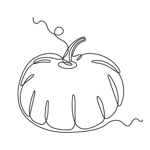 Pumpkin Satu Baris Seni Kontur Terus Menerus Gambar Tangan Ditarik - Stok Vektor