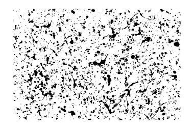 Grunge mürekkep dokusunun baskısı. Soyut dağınık damlalar ve sıçramalar. Vintage efektli leke ve perde arkası. İzole edilmiş. Vektör