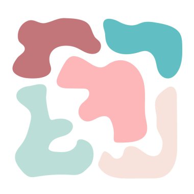 Matisse 'in ilham verdiği organik şekiller. Soyut moda modern naif çiçek şekilleri, botanik basit estetik elementler. Çağdaş kolaj, boho eğrileri dekorasyonu. İzole edilmiş. Vektör.